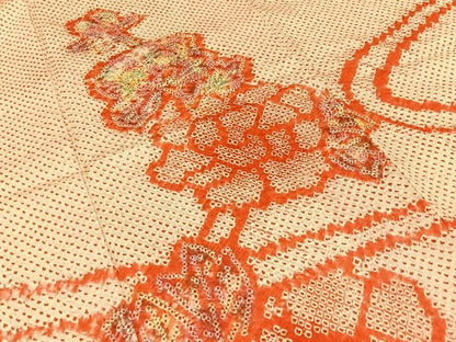 平和屋着物●豪華振袖　総絞り　流水牡丹文　正絹　逸品　BAAW0966hj