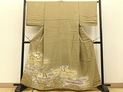 平和屋着物●豪華色留袖　駒刺繍　松竹梅　地紙立波花文　暈し染め　金彩　正絹　逸品　BAAW0969hj