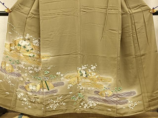 平和屋着物●豪華色留袖　駒刺繍　松竹梅　地紙立波花文　暈し染め　金彩　正絹　逸品　BAAW0969hj