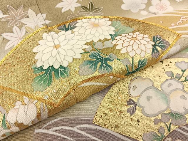 平和屋着物●豪華色留袖　駒刺繍　松竹梅　地紙立波花文　暈し染め　金彩　正絹　逸品　BAAW0969hj
