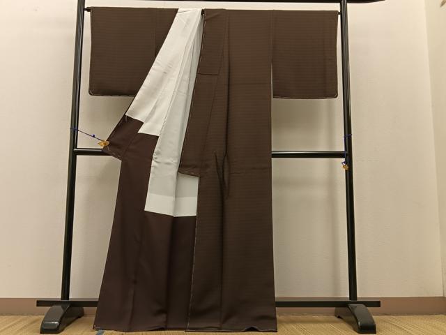 平和屋着物●上質な小紋　格子柄　正絹　逸品　未使用　BAAW0970hj 平和屋着物○上質な小紋 格子柄 正絹 逸品 未使用 BAAW0970hj