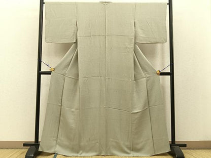 平和屋着物●上質な色無地　柳鼠色　正絹　逸品　BAAW0971hj