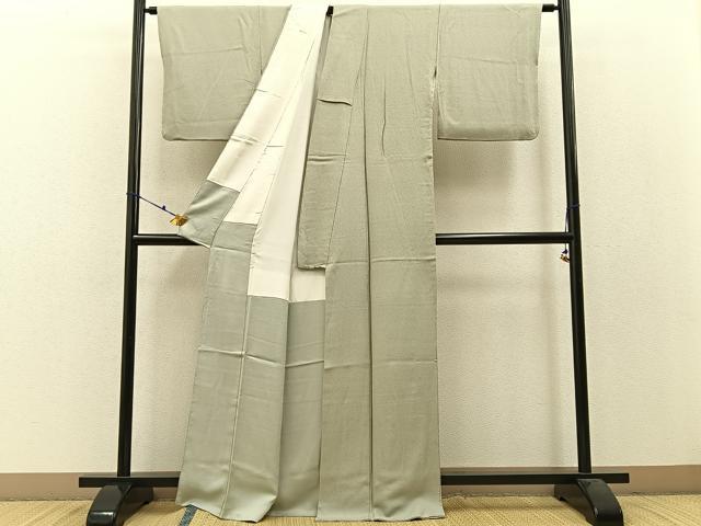 平和屋着物○上質な色無地 柳鼠色 正絹 逸品 BAAW0971hj
