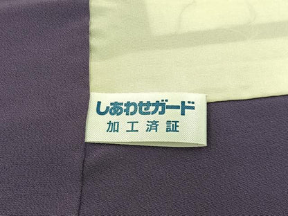 平和屋着物●上質な小紋　総刺繍　丁字　有職文様　黒地　金糸　正絹　逸品　BAAW0972hj