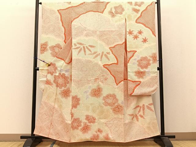 平和屋着物●豪華振袖　総絞り　有職花文　正絹　逸品　BAAW0973hj