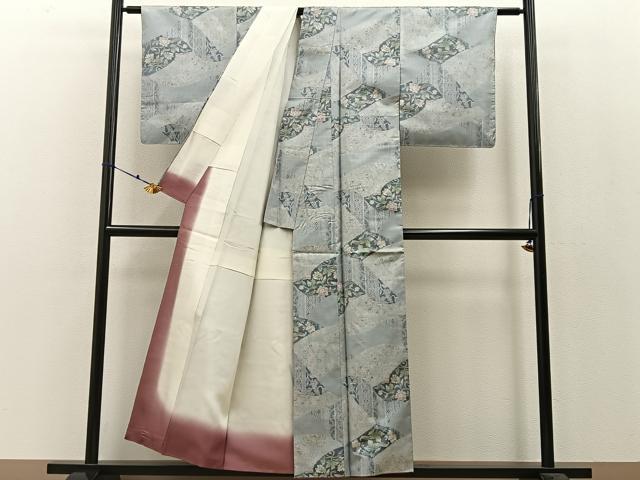 平和屋着物●大島紬 白大島 7マルキ 切嵌花唐草文 正絹 逸品 未使用 BAAW0974hj