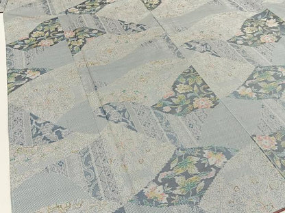 平和屋着物●大島紬 白大島 7マルキ 切嵌花唐草文 正絹 逸品 未使用 BAAW0974hj