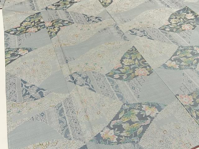 平和屋着物●大島紬 白大島 7マルキ 切嵌花唐草文 正絹 逸品 未使用 BAAW0974hj
