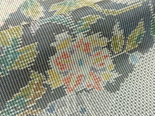 平和屋着物●大島紬 白大島 7マルキ 切嵌花唐草文 正絹 逸品 未使用 BAAW0974hj