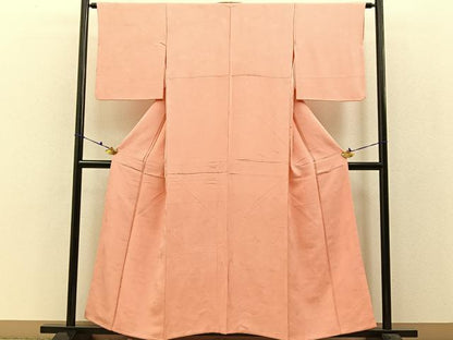 平和屋着物●上質な色無地 抽象地紋 赤香色 正絹 逸品 BAAW0977hj