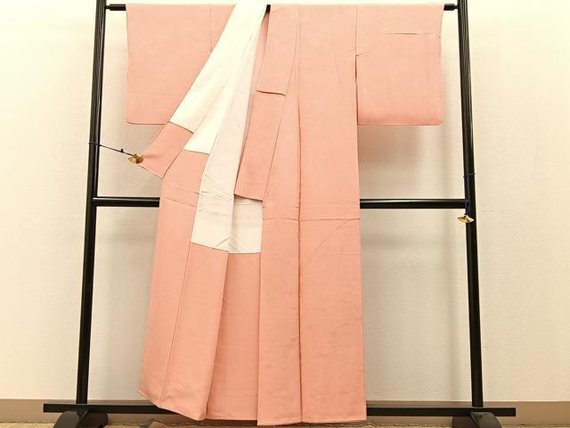 平和屋着物●上質な色無地 抽象地紋 赤香色 正絹 逸品 BAAW0977hj