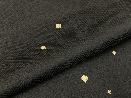 平和屋着物●上質な小紋 箔散らし 黒地 金彩 正絹 逸品 BAAW0979hj
