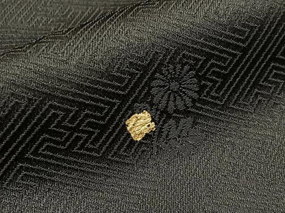 平和屋着物●上質な小紋 箔散らし 黒地 金彩 正絹 逸品 BAAW0979hj