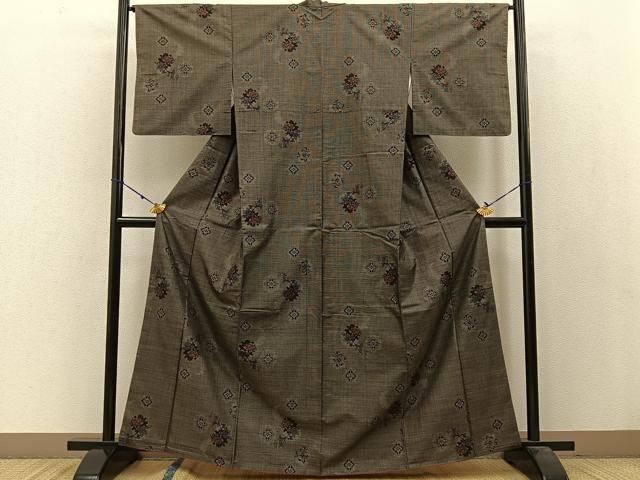 平和屋着物●本場大島紬 9マルキ 草花文 正絹 逸品 BAAW0984hj