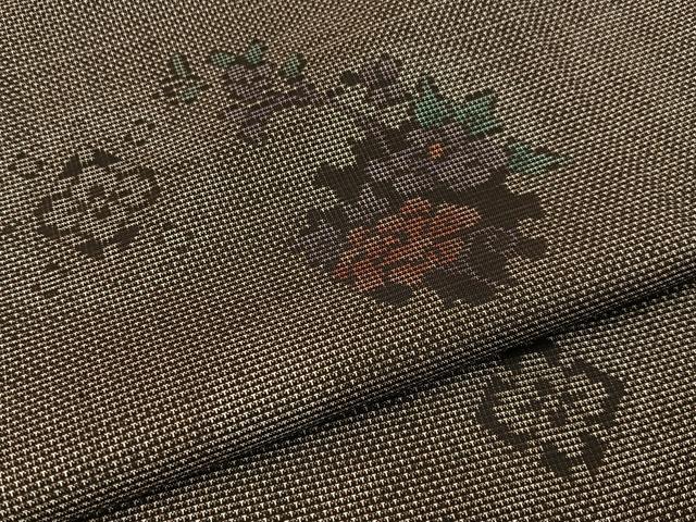 平和屋着物●本場大島紬 9マルキ 草花文 正絹 逸品 BAAW0984hj