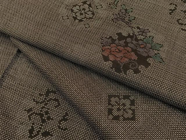 平和屋着物●本場大島紬 9マルキ 草花文 正絹 逸品 BAAW0984hj