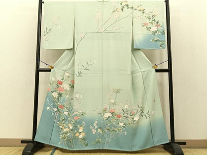 平和屋着物●訪問着 友禅 作家物 草花文 暈し染め 正絹 逸品 BAAW0988hj
