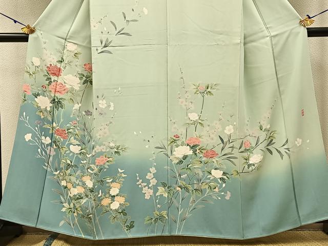 平和屋着物●訪問着 友禅 作家物 草花文 暈し染め 正絹 逸品 BAAW0988hj