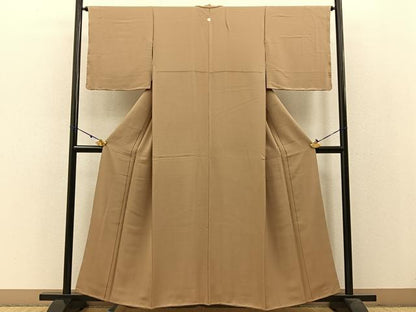 平和屋着物●上質な色無地 榛色 正絹 逸品 未使用 BAAW0992hj