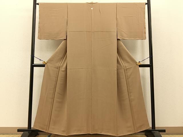 平和屋着物●上質な色無地 榛色 正絹 逸品 未使用 BAAW0992hj