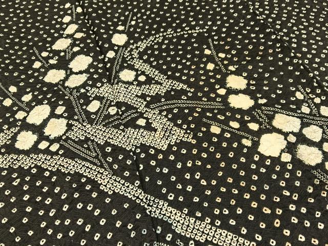 平和屋着物●訪問着 総絞り 枝梅文 黒地 正絹 逸品 BAAW0994hj