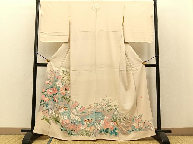 平和屋着物●豪華色留袖 友禅 作家物 鴛鴦花文 暈し染め 正絹 逸品 未使用 BAAW0995hj