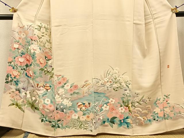 平和屋着物●豪華色留袖 友禅 作家物 鴛鴦花文 暈し染め 正絹 逸品 未使用 BAAW0995hj