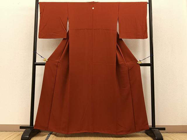 平和屋着物●上質な色無地 紅樺色 正絹 逸品 BAAW0996hj