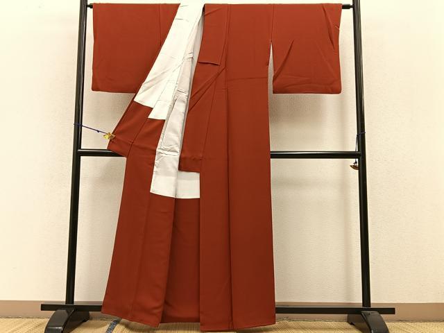 平和屋着物●上質な色無地 紅樺色 正絹 逸品 BAAW0996hj