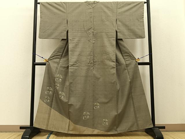 平和屋着物●訪問着 紬地 兎 正絹 逸品 BAAW0997hj