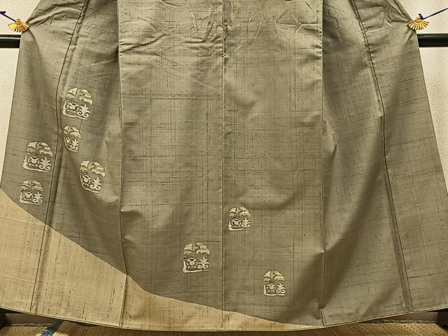平和屋着物●訪問着 紬地 兎 正絹 逸品 BAAW0997hj
