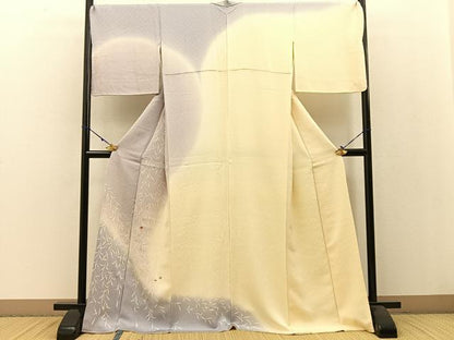 平和屋着物●訪問着　刺繍　枝垂れ柳舞蝶文　暈し染め　金糸　正絹　逸品　BAAW0998hj