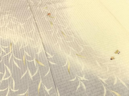 平和屋着物●訪問着　刺繍　枝垂れ柳舞蝶文　暈し染め　金糸　正絹　逸品　BAAW0998hj