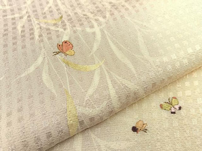 平和屋着物●訪問着　刺繍　枝垂れ柳舞蝶文　暈し染め　金糸　正絹　逸品　BAAW0998hj