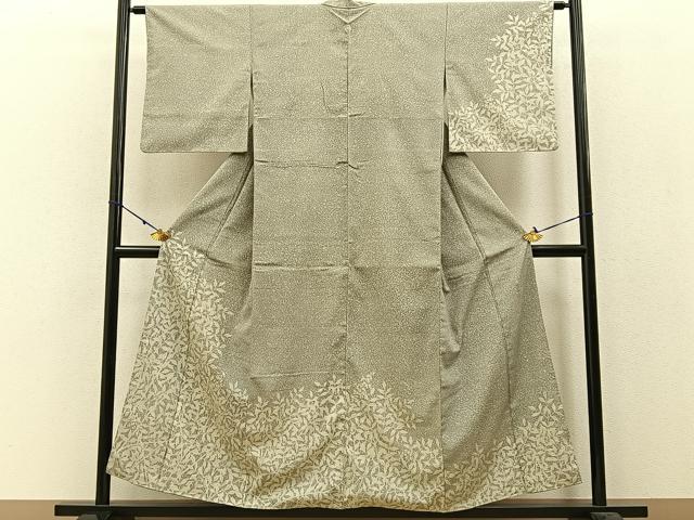 平和屋着物●藤倉守正　本塩沢　訪問着　やまだ織　南天文　たたき染め　正絹　逸品　BAAW0999hj