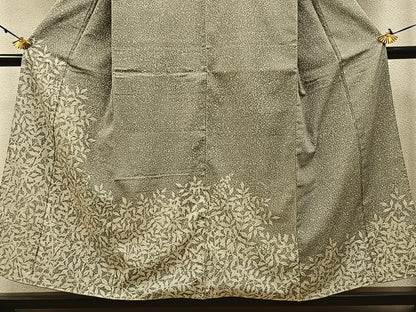 平和屋着物●藤倉守正　本塩沢　訪問着　やまだ織　南天文　たたき染め　正絹　逸品　BAAW0999hj