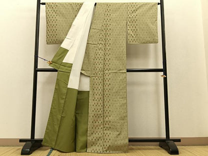 平和屋着物●上質な紬　十字絣　正絹　逸品　BAAW1000hj