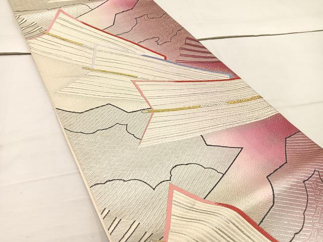 平和屋着物◎六通柄袋帯 矢羽文 金銀糸 正絹 逸品 BAAW1005mz