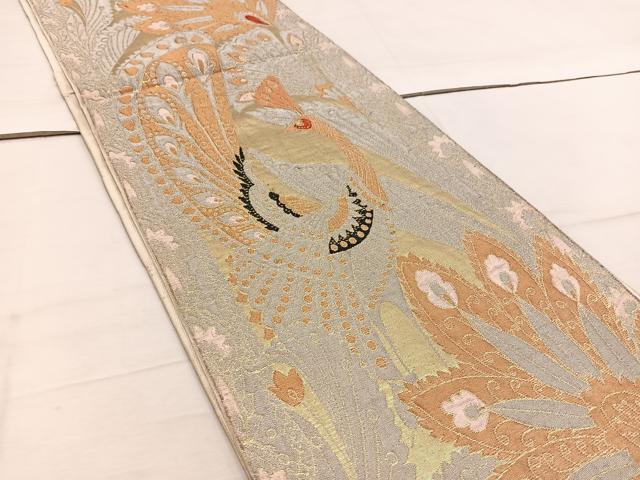 平和屋着物◎六通柄袋帯　更紗孔雀文　金糸　BAAW1015mz
