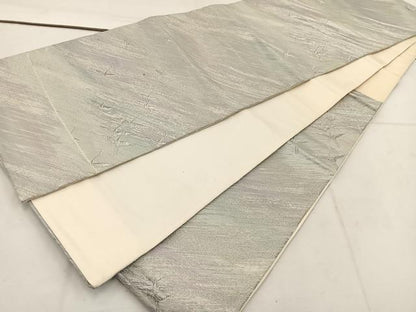 平和屋着物◎六通柄袋帯 飛鶴花文 銀糸 正絹 逸品 BAAW1024mz