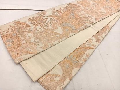 平和屋着物◎六通柄　本袋帯　更紗花文　金糸　正絹　逸品　BAAW1038mz