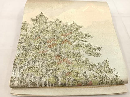 平和屋着物◎六通柄袋帯　遠山樹林文　金銀糸　正絹　逸品　BAAW1045mz