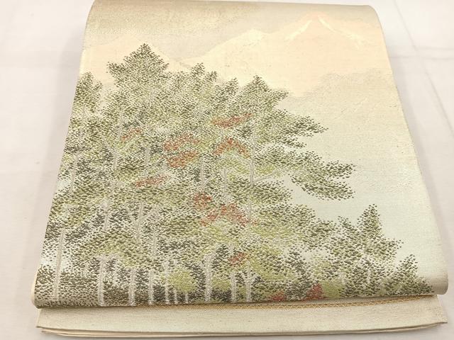 平和屋着物◎六通柄袋帯　遠山樹林文　金銀糸　正絹　逸品　BAAW1045mz