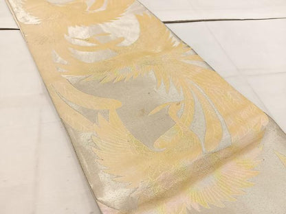 平和屋着物◎六通柄袋帯　鳳凰　金糸　正絹　逸品　BAAW1056mz