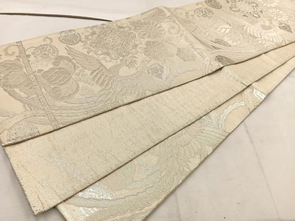 平和屋着物◎六通柄袋帯 九百佐賀錦 金繍巧彩文 銀糸 正絹 逸品 BAAW1065mz