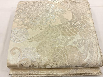 平和屋着物◎六通柄袋帯 九百佐賀錦 金繍巧彩文 銀糸 正絹 逸品 BAAW1065mz