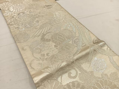 平和屋着物◎六通柄袋帯 九百佐賀錦 金繍巧彩文 銀糸 正絹 逸品 BAAW1065mz