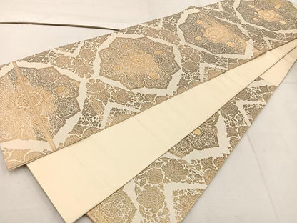 平和屋着物◎六通柄袋帯　宝相華　金糸　正絹　逸品　BAAW1077mz