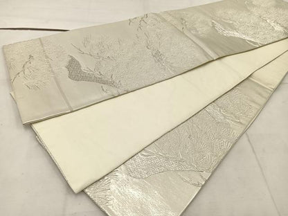 平和屋着物◎六通柄袋帯　枝松文　銀糸　正絹　逸品　BAAW1081mz