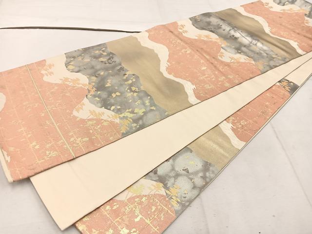 平和屋着物◎六通柄袋帯　華小袖　金糸　正絹　逸品　BAAW1085mz